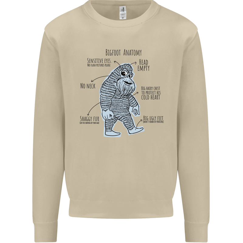 The Anatomy of Bigfoot Mens Sweatshirt Jumper Sand