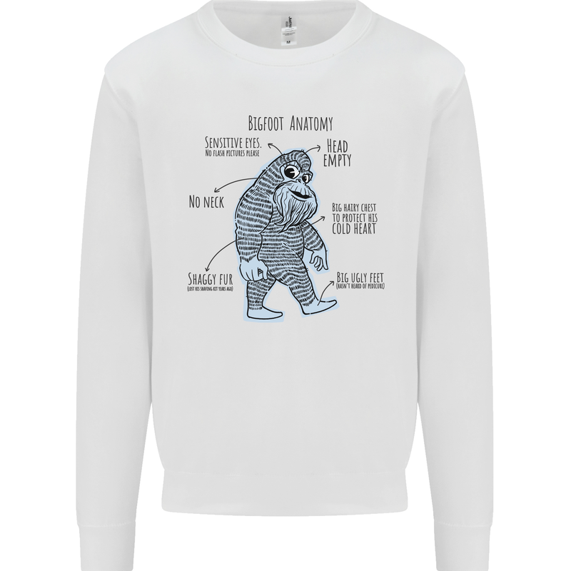 The Anatomy of Bigfoot Mens Sweatshirt Jumper White