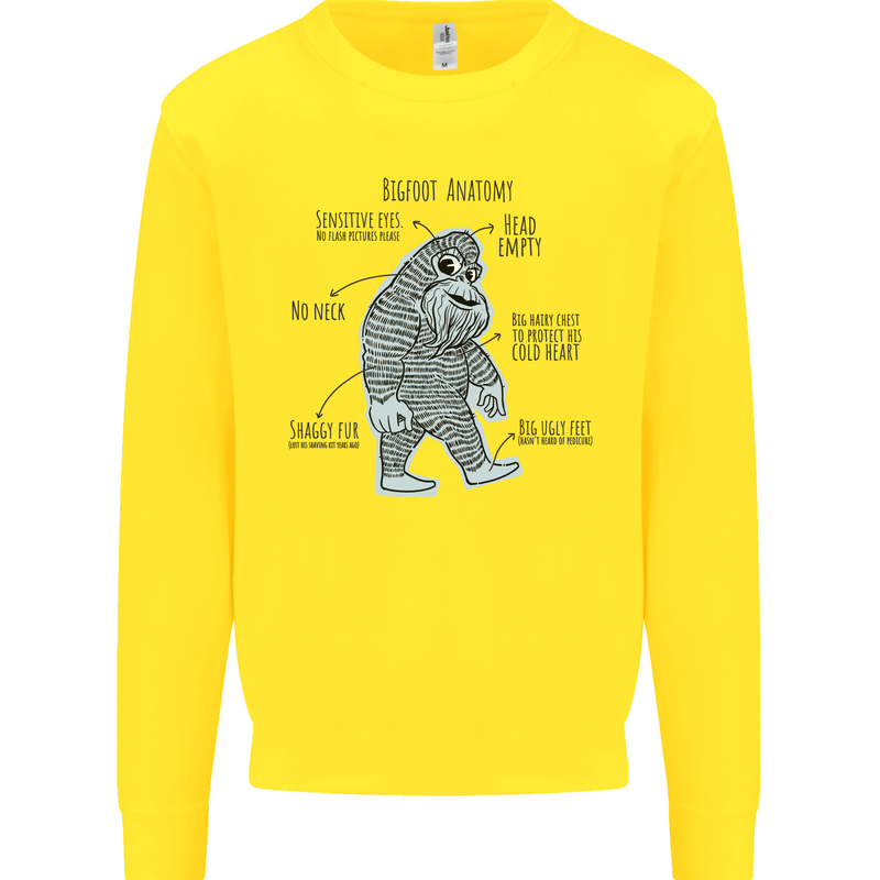 The Anatomy of Bigfoot Mens Sweatshirt Jumper Yellow