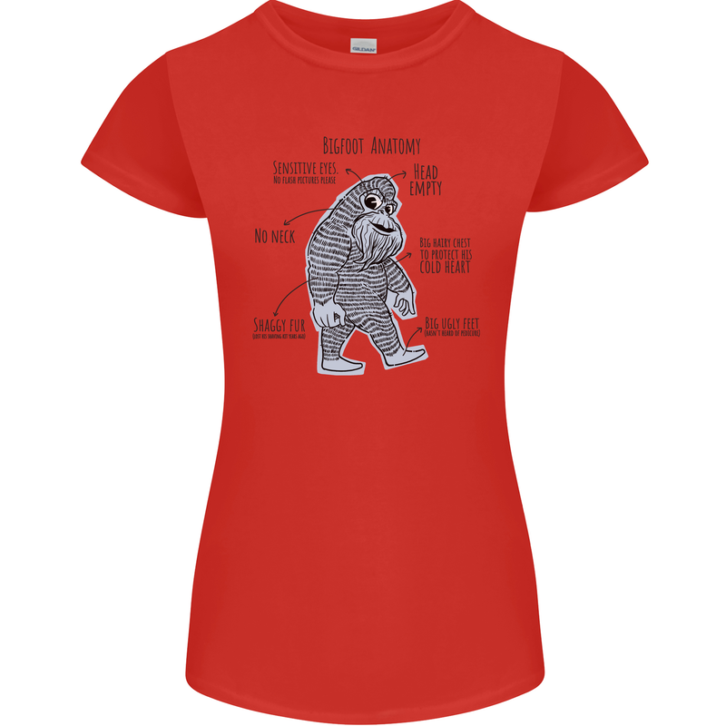 The Anatomy of Bigfoot Womens Petite Cut T-Shirt Red