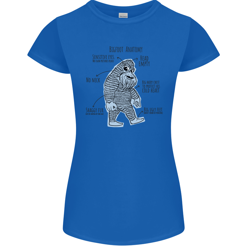 The Anatomy of Bigfoot Womens Petite Cut T-Shirt Royal Blue