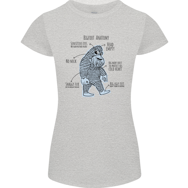 The Anatomy of Bigfoot Womens Petite Cut T-Shirt Sports Grey