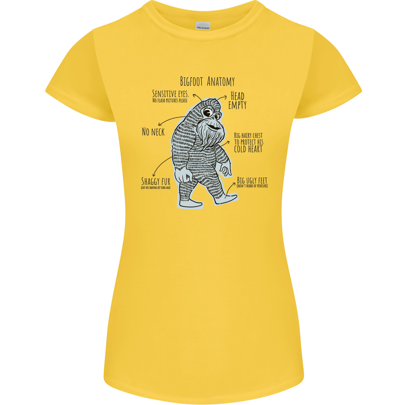 The Anatomy of Bigfoot Womens Petite Cut T-Shirt Yellow