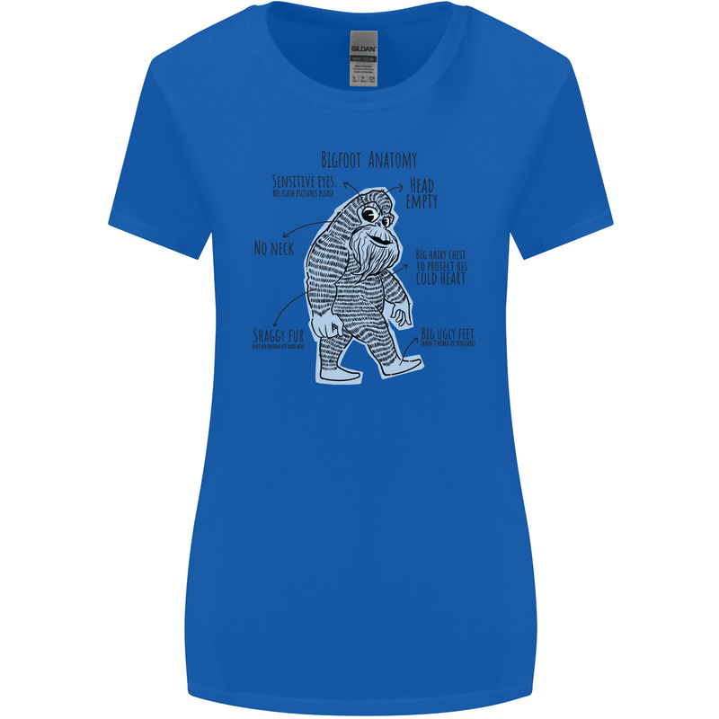 The Anatomy of Bigfoot Womens Wider Cut T-Shirt Royal Blue