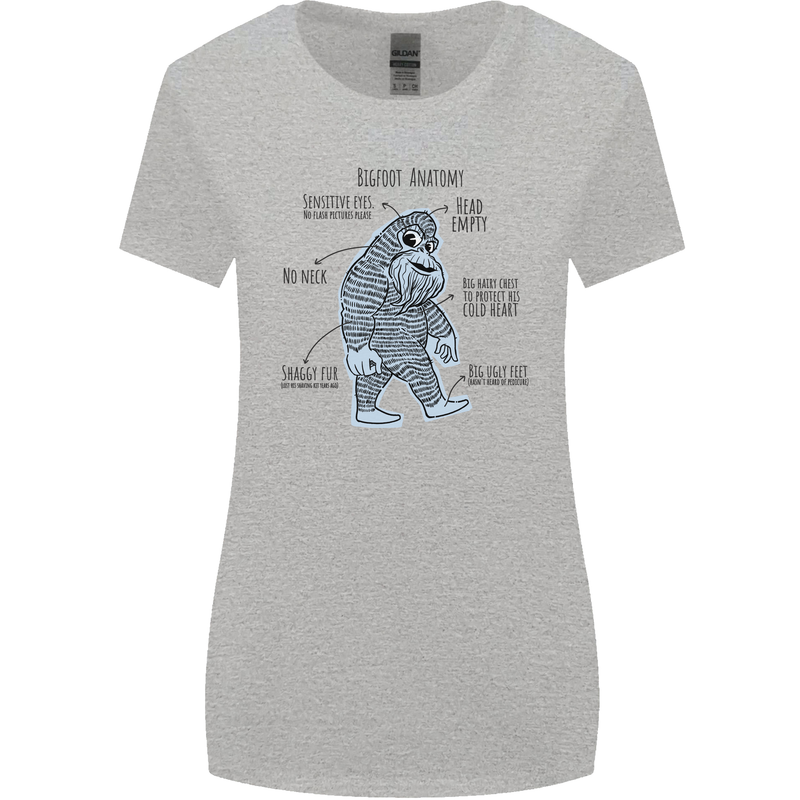 The Anatomy of Bigfoot Womens Wider Cut T-Shirt Sports Grey