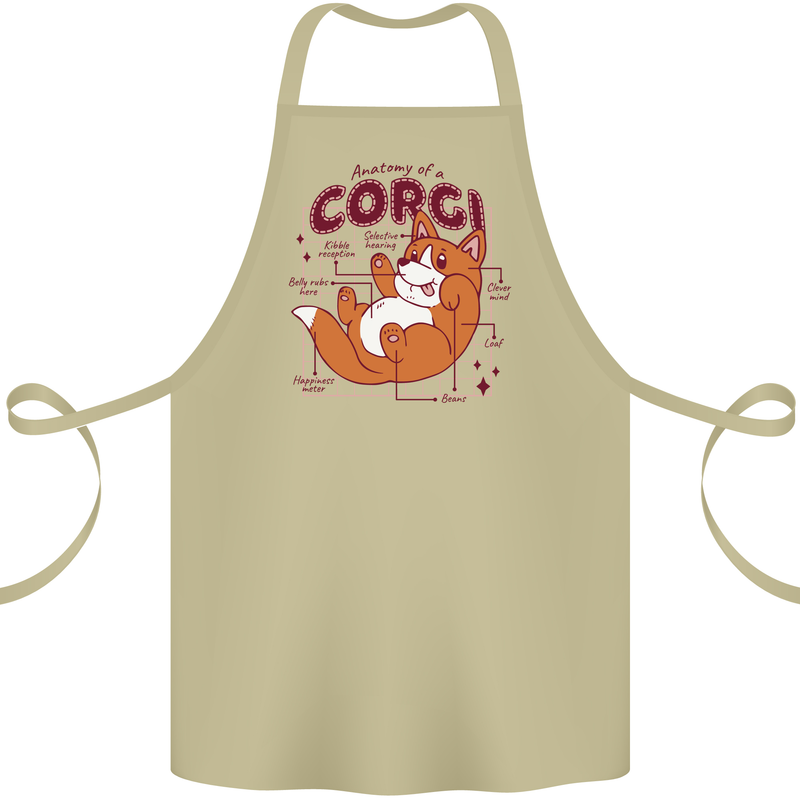 The Anatomy of a Corgi Dog Cotton Apron 100% Organic Khaki