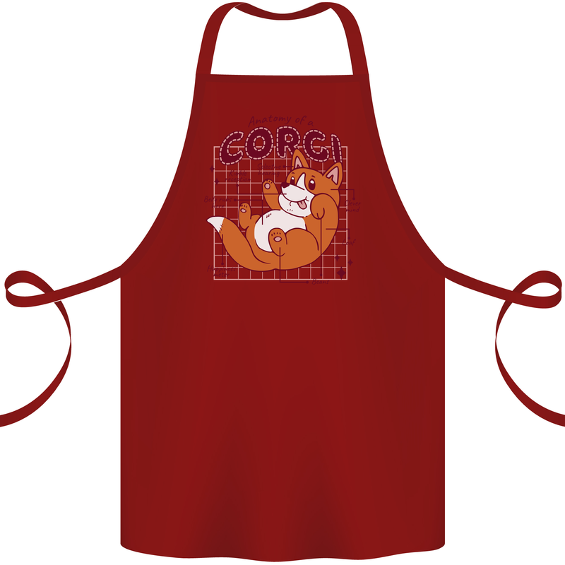 The Anatomy of a Corgi Dog Cotton Apron 100% Organic Maroon