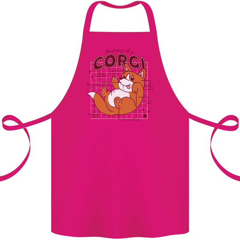 The Anatomy of a Corgi Dog Cotton Apron 100% Organic Pink
