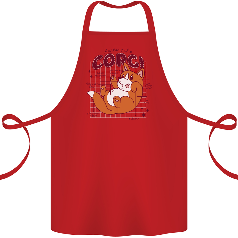 The Anatomy of a Corgi Dog Cotton Apron 100% Organic Red