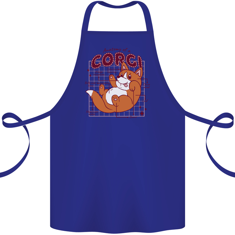 The Anatomy of a Corgi Dog Cotton Apron 100% Organic Royal Blue