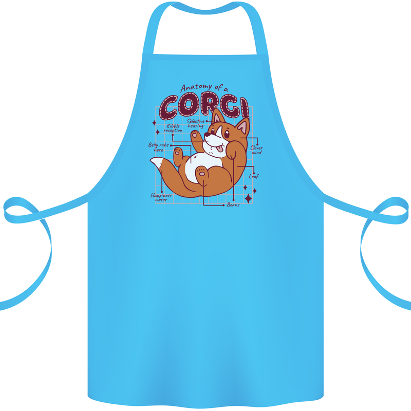 The Anatomy of a Corgi Dog Cotton Apron 100% Organic Turquoise