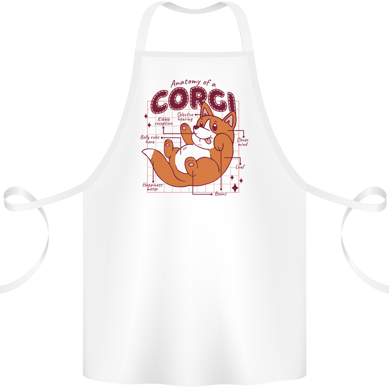 The Anatomy of a Corgi Dog Cotton Apron 100% Organic White