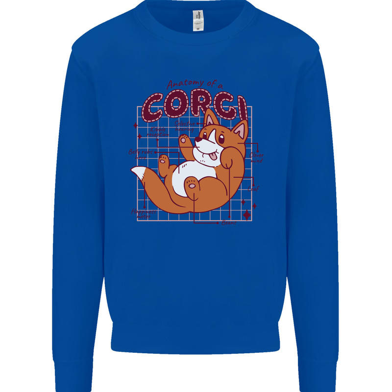 The Anatomy of a Corgi Dog Kids Sweatshirt Jumper Royal Blue