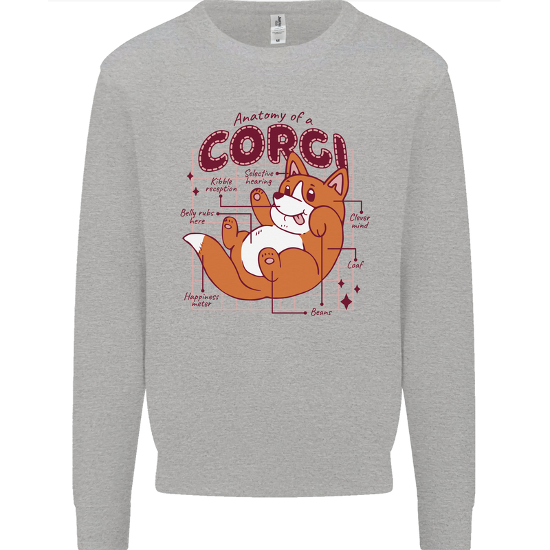 The Anatomy of a Corgi Dog Kids Sweatshirt Jumper Sports Grey
