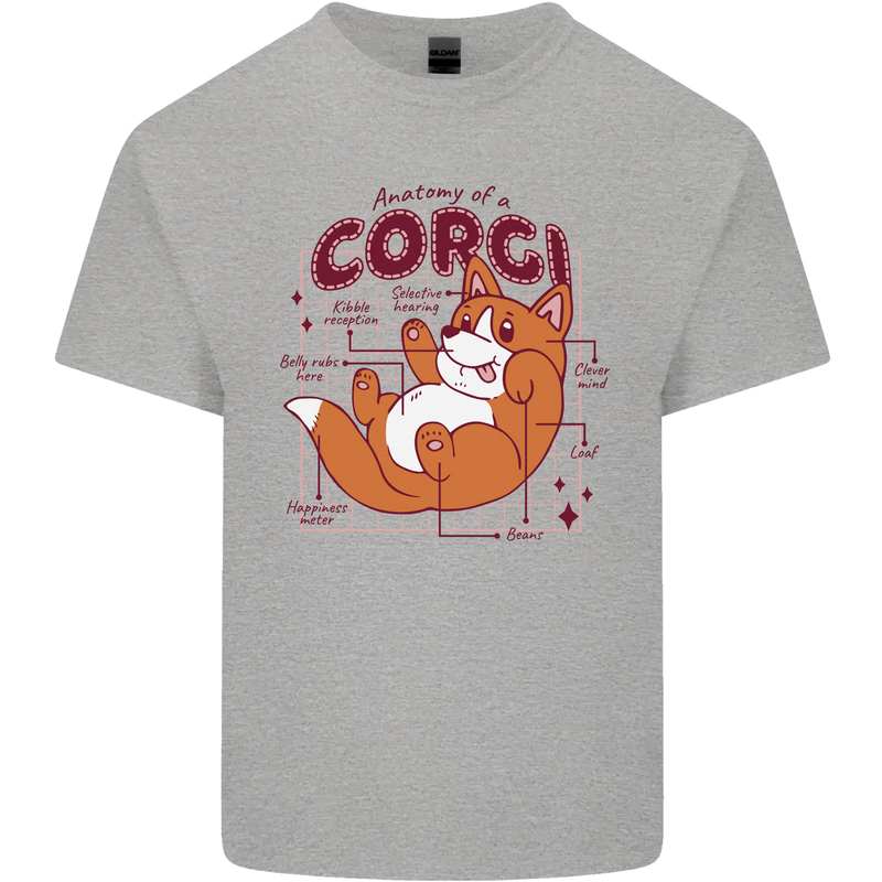 The Anatomy of a Corgi Dog Kids T-Shirt Childrens Sports Grey