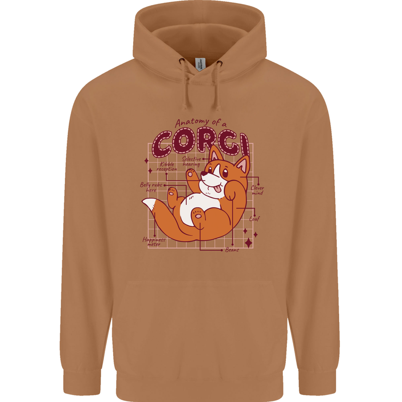 The Anatomy of a Corgi Dog Mens 80% Cotton Hoodie Caramel Latte