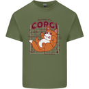 The Anatomy of a Corgi Dog Mens Cotton T-Shirt Tee Top Military Green