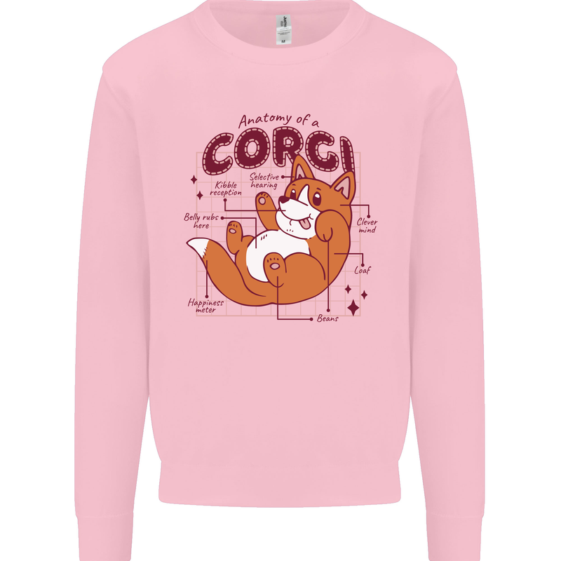 The Anatomy of a Corgi Dog Mens Sweatshirt Jumper Light Pink