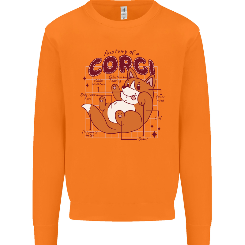 The Anatomy of a Corgi Dog Mens Sweatshirt Jumper Orange