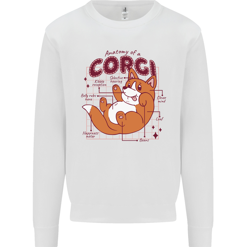 The Anatomy of a Corgi Dog Mens Sweatshirt Jumper White