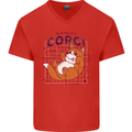 The Anatomy of a Corgi Dog Mens V-Neck Cotton T-Shirt Red