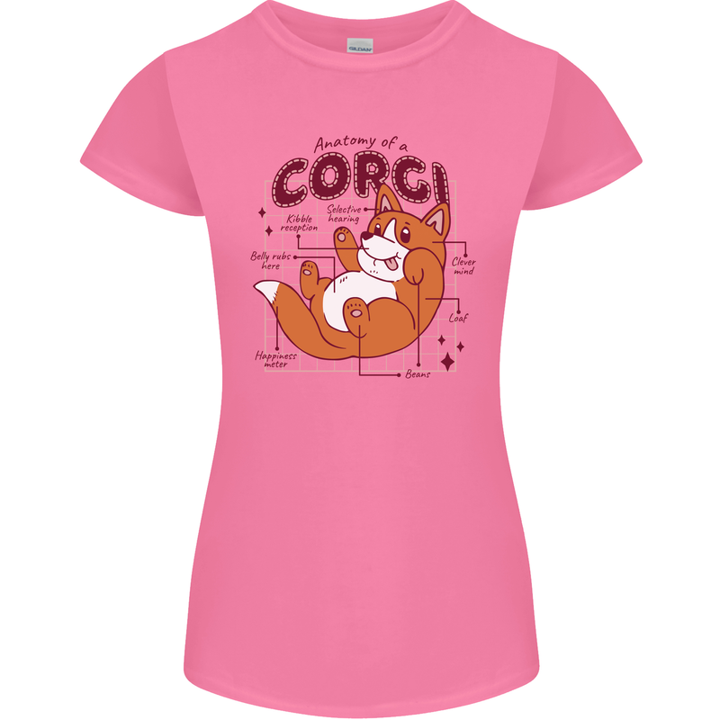 The Anatomy of a Corgi Dog Womens Petite Cut T-Shirt Azalea