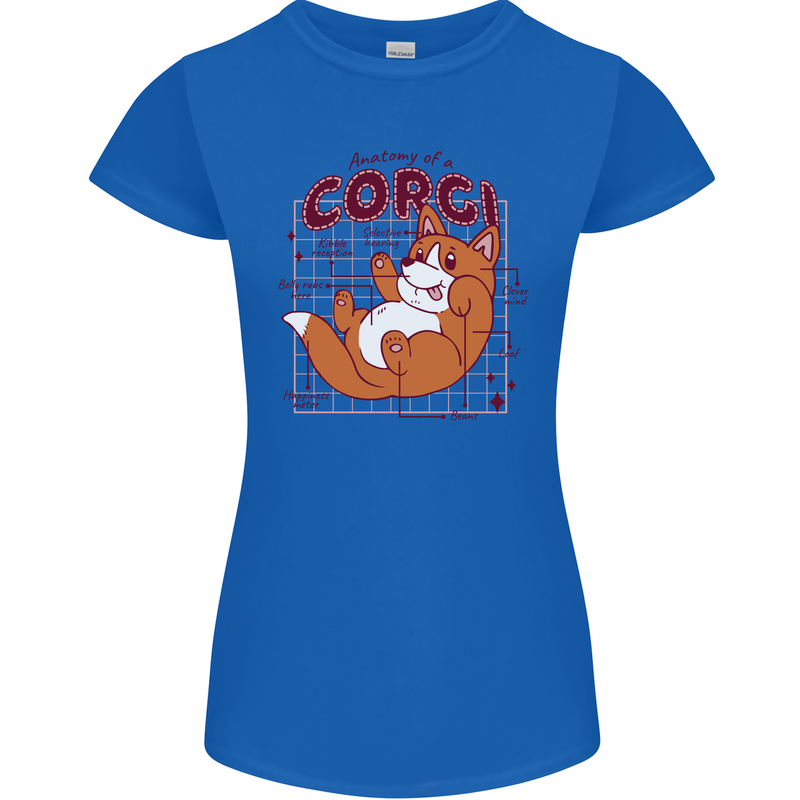 The Anatomy of a Corgi Dog Womens Petite Cut T-Shirt Royal Blue