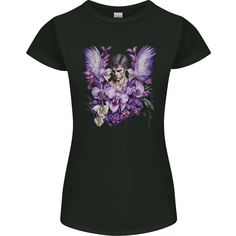 The Archangel Michael Gothic Goth Angel Womens Petite Cut T-Shirt Black