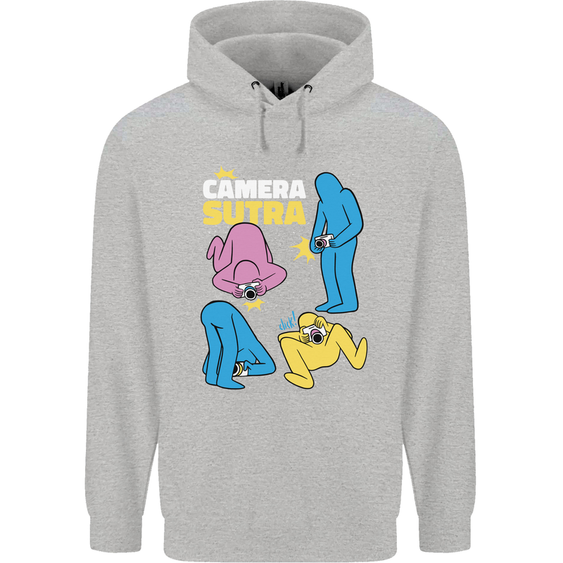 The Camera Sutra Funny Photography Photographer Childrens Kids Hoodie Sports Grey