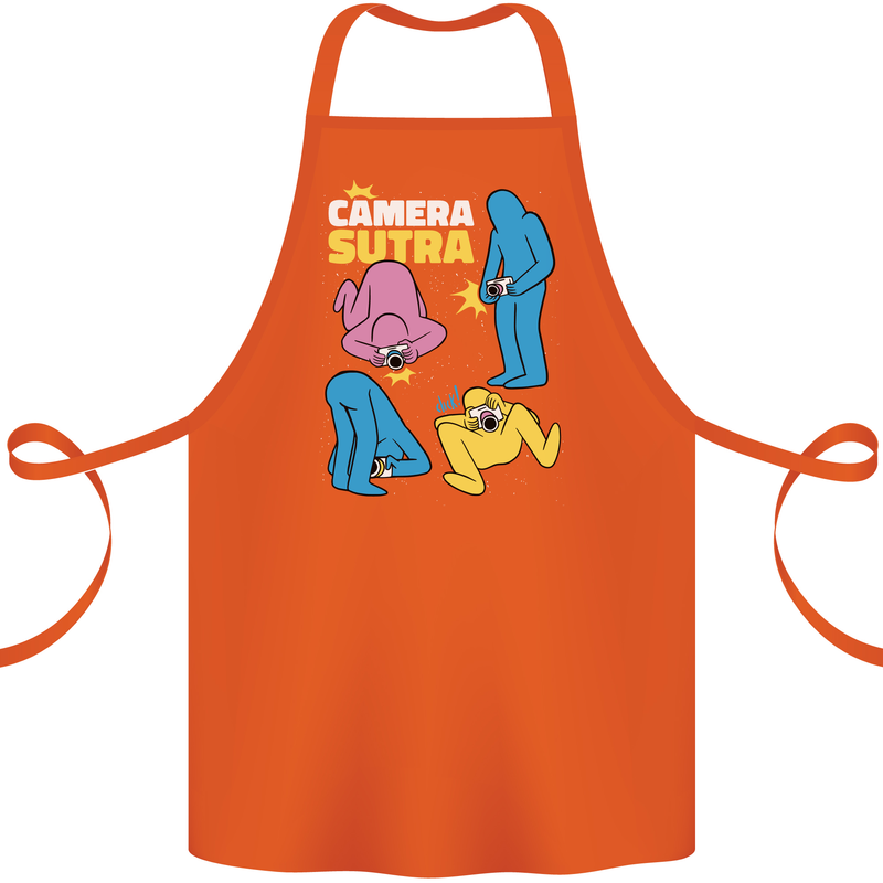 The Camera Sutra Funny Photography Photographer Cotton Apron 100% Organic Orange