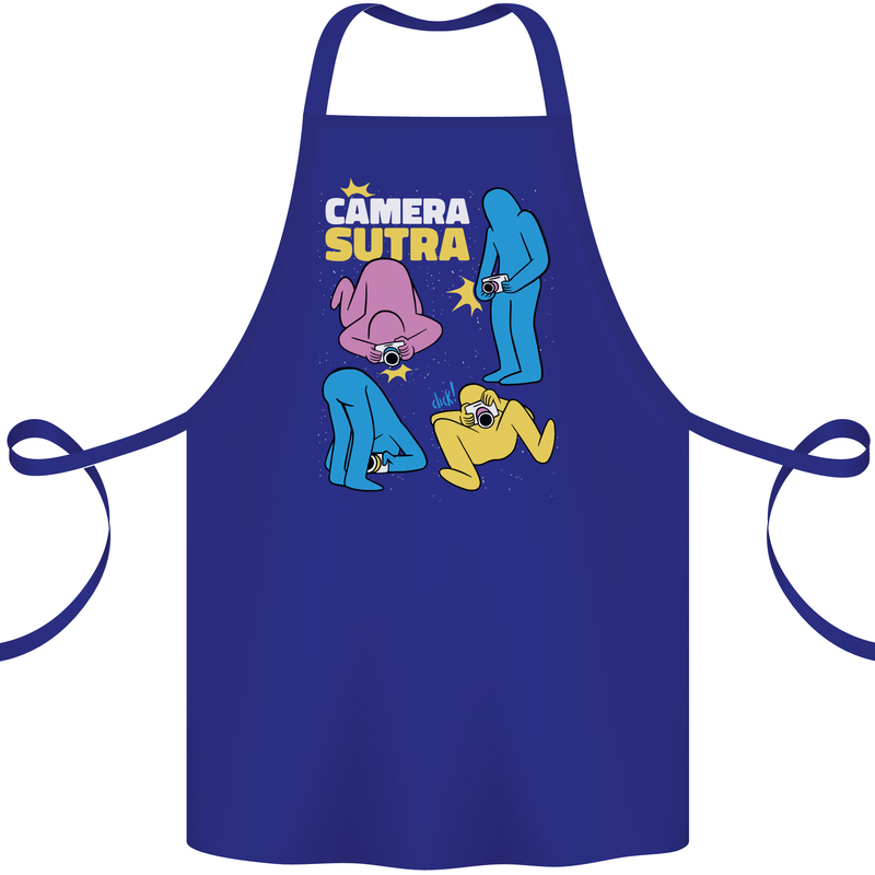 The Camera Sutra Funny Photography Photographer Cotton Apron 100% Organic Royal Blue