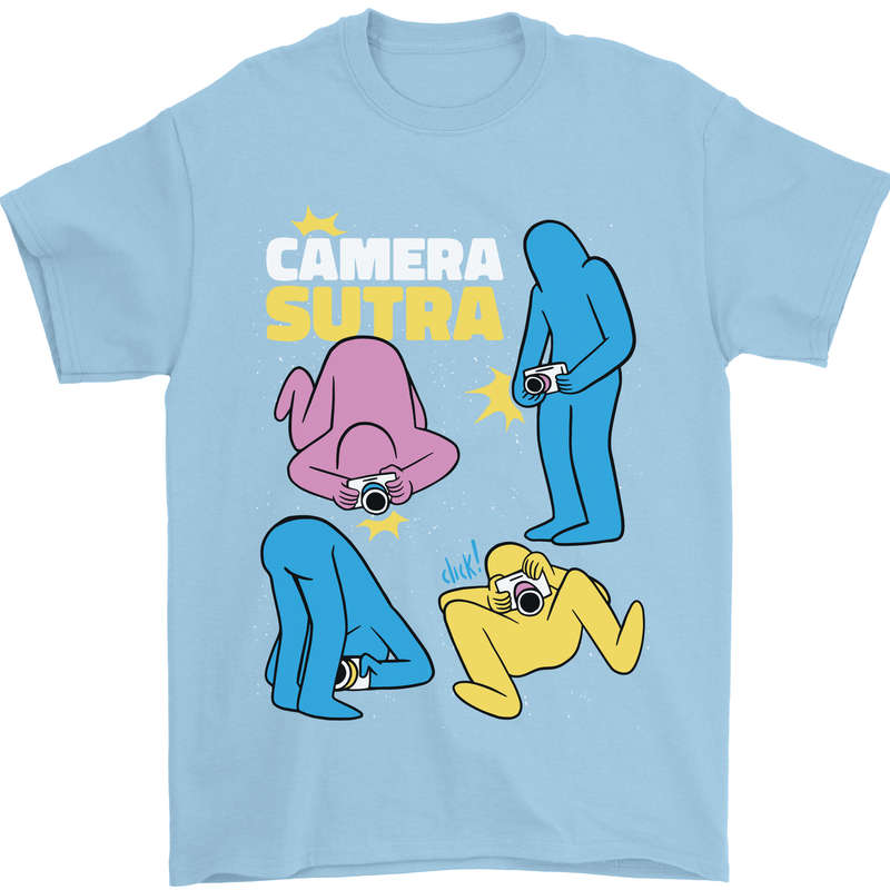 The Camera Sutra Funny Photography Photographer Mens T-Shirt 100% Cotton Light Blue