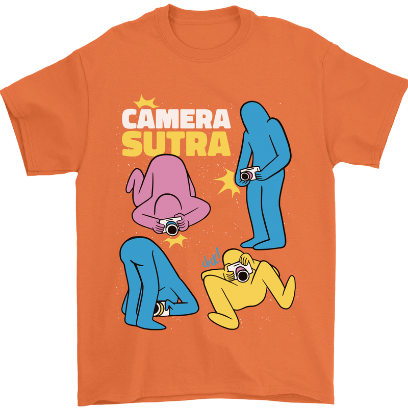 The Camera Sutra Funny Photography Photographer Mens T-Shirt 100% Cotton Orange