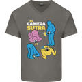 The Camera Sutra Funny Photography Photographer Mens V-Neck Cotton T-Shirt Charcoal