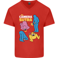 The Camera Sutra Funny Photography Photographer Mens V-Neck Cotton T-Shirt Red