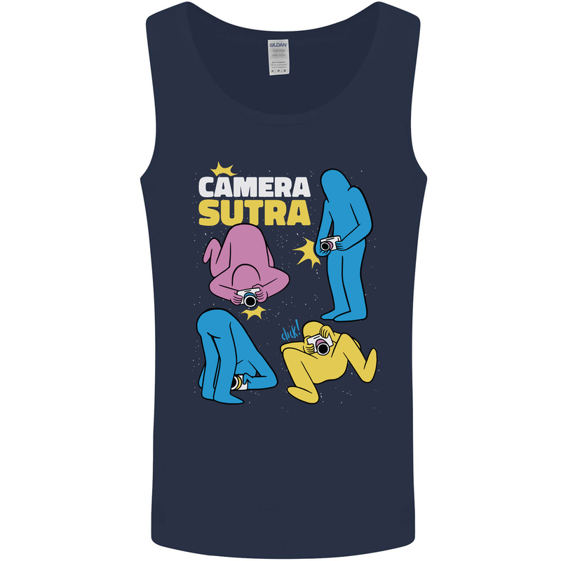 The Camera Sutra Funny Photography Photographer Mens Vest Tank Top Navy Blue