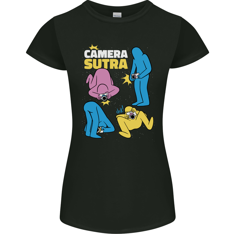 The Camera Sutra Funny Photography Photographer Womens Petite Cut T-Shirt Black