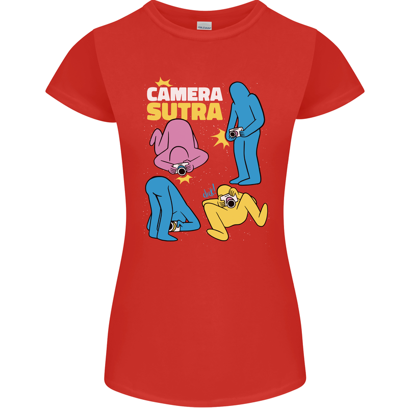 The Camera Sutra Funny Photography Photographer Womens Petite Cut T-Shirt Red