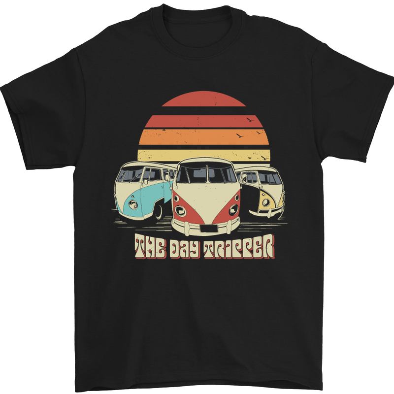 a black t - shirt with two vw buses on it