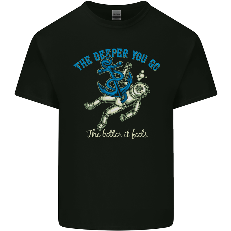 The Deeper You Go Funny Scuba Diving Diver Kids T-Shirt Childrens Black