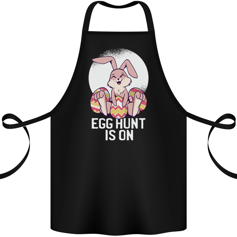 The Egg Hunt is on Funny Easter Rabbit Bunny Cotton Apron 100% Organic Black