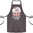 The Egg Hunt is on Funny Easter Rabbit Bunny Cotton Apron 100% Organic Dark Grey