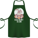 The Egg Hunt is on Funny Easter Rabbit Bunny Cotton Apron 100% Organic Forest Green