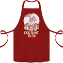 The Egg Hunt is on Funny Easter Rabbit Bunny Cotton Apron 100% Organic Maroon
