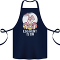 The Egg Hunt is on Funny Easter Rabbit Bunny Cotton Apron 100% Organic Navy Blue