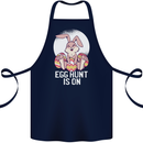 The Egg Hunt is on Funny Easter Rabbit Bunny Cotton Apron 100% Organic Navy Blue
