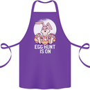 The Egg Hunt is on Funny Easter Rabbit Bunny Cotton Apron 100% Organic Purple