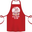The Egg Hunt is on Funny Easter Rabbit Bunny Cotton Apron 100% Organic Red