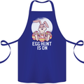 The Egg Hunt is on Funny Easter Rabbit Bunny Cotton Apron 100% Organic Royal Blue