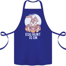 The Egg Hunt is on Funny Easter Rabbit Bunny Cotton Apron 100% Organic Royal Blue